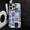 Retro Stamp   Phone Case For iPhone 17,16,15,14,13,12,11 Plus,Pro Max,XS,Colored Silver Plated Inside Cover