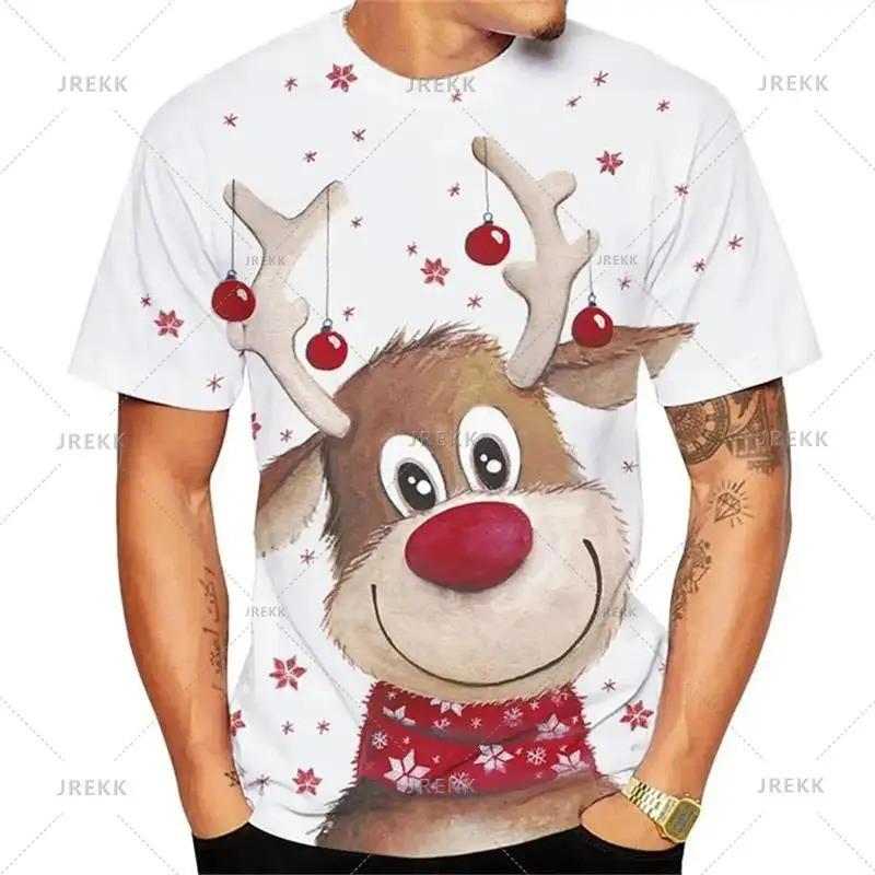 Fun Christmas T-shirt 3D Printed Santa Claus Oversized Top Y2k Top Men's Navidad TShirts Vacation Casual Harajuku Men's Clothing