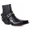 Herrenstiefel Spitz zulaufend Knöchelhohe Stiefel Modische Stickerei Cowboystiefel Leder Mittlerer Absatz Chelsea Boot Zum Hineinschlüpfen Schnallenriemen Ritterstiefel