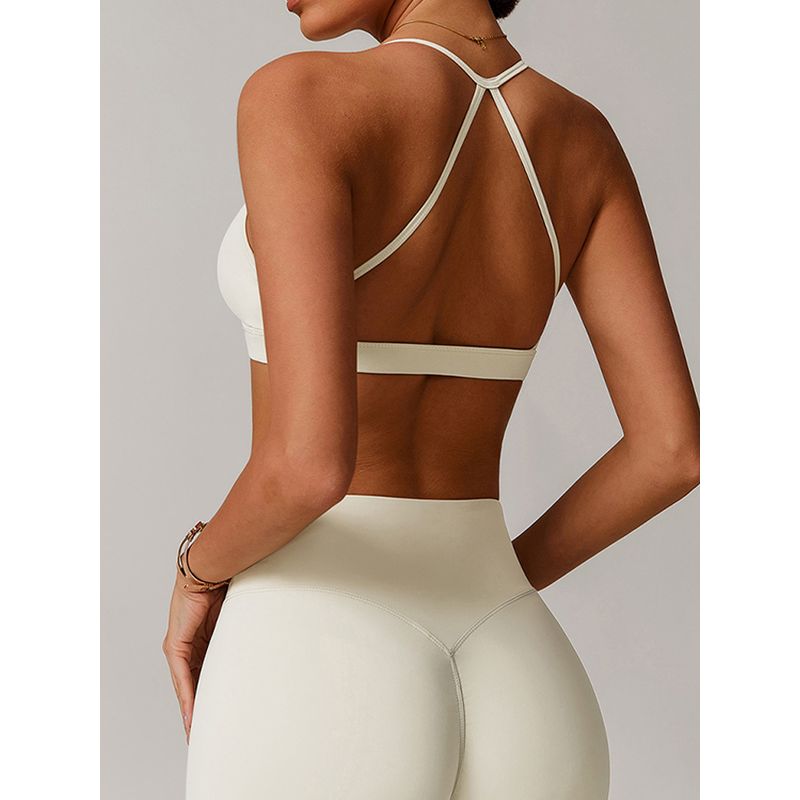 Cross Beauty Back Sports Underwear Women 2025 New Yoga Bra Running Outer Wear Gathered Sexy Workout Clothes Vest