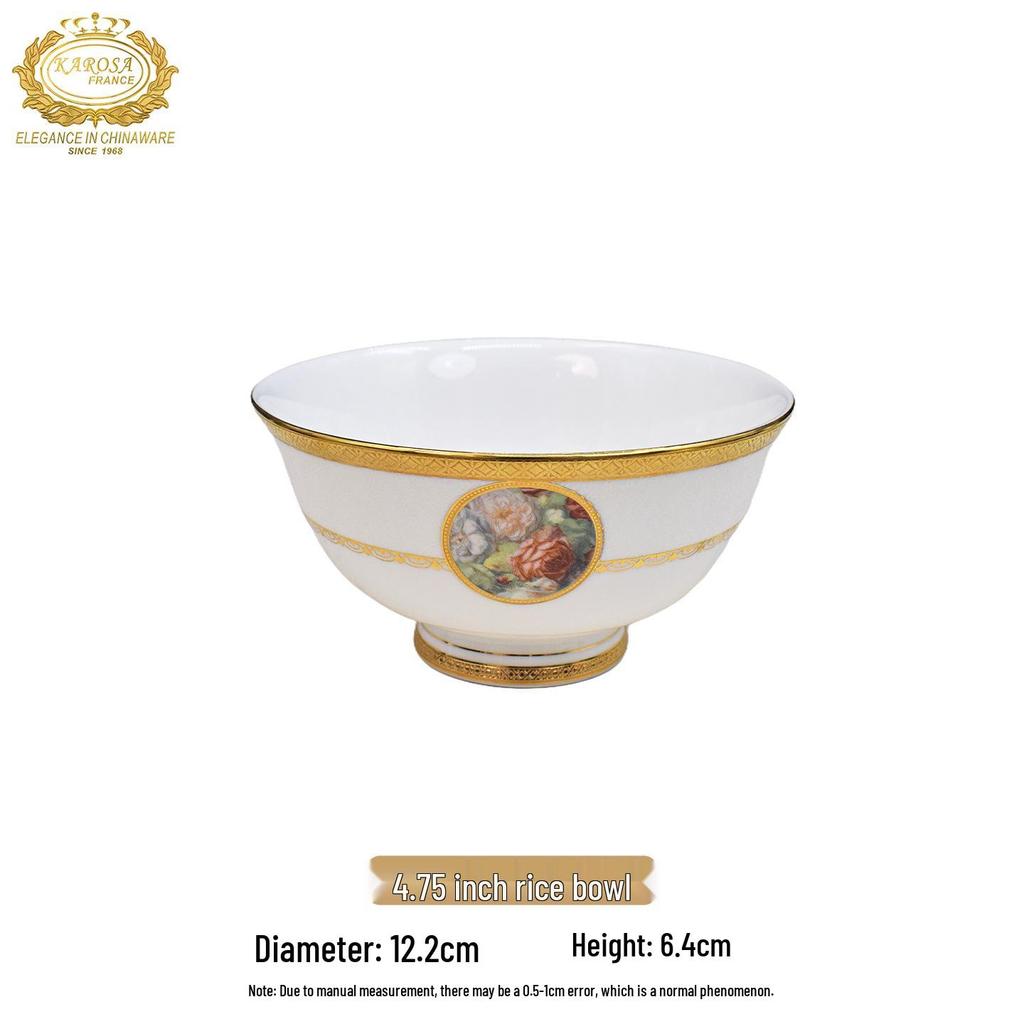 Karosa Light Luxury Bone China Gold Flower Design Tableware Set for Breakfast & Afternoon Tea.