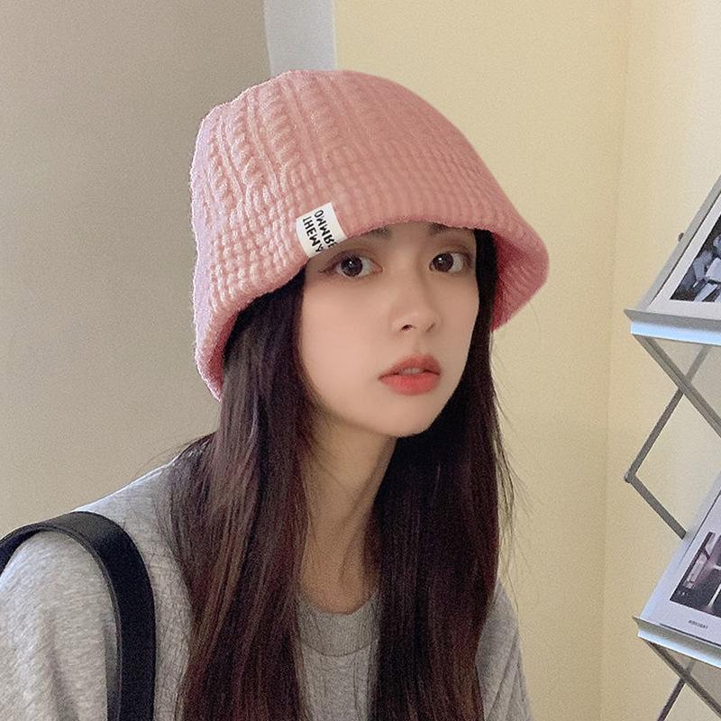 Lace Fisherman Hat for Women In Autumn and Winter Warm Ear Protection Basin Hat  Fashionable Korean Style Face Showing Small Knitted Woolen Hat