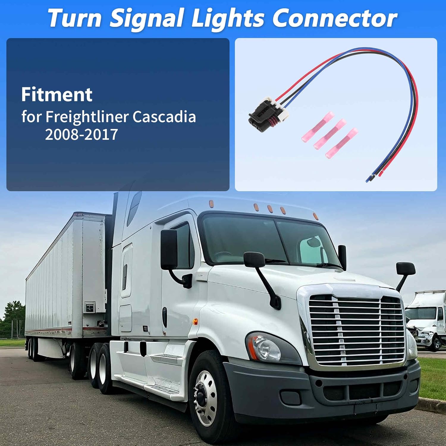 Turn Signal Socket Pigtail Connector Wire Harness for Freightliner Cascadia 2008-2017 Front Turn Signal Lights Connector Replace A0651907007/