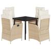 Vidaxl 5-Cz. Juego de Muebles de Jardín con Cojines, Beige, Ratán Sintético