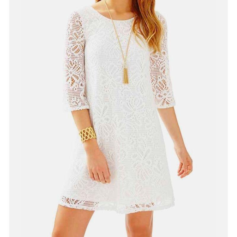 

Французский стиль Красивое белое кружево Вязаное круглый вырез А-силуэт Юбка Платье с большим клешем Темперамент богини Рукава-фонарики Длинные рукава Юбка White S