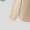 INCERUN Oversized Men Lapel Neck Long Sleeve Buttons Double Layers Casual Plaid Shirts