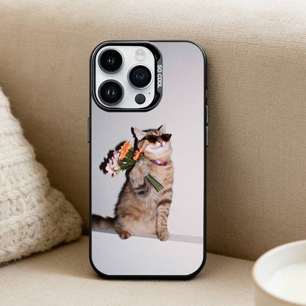 Cool cat cute  Phone Case For iPhone17, 16,15,14,13,12 Pro Max Black Candy Matte Shockproof Cover