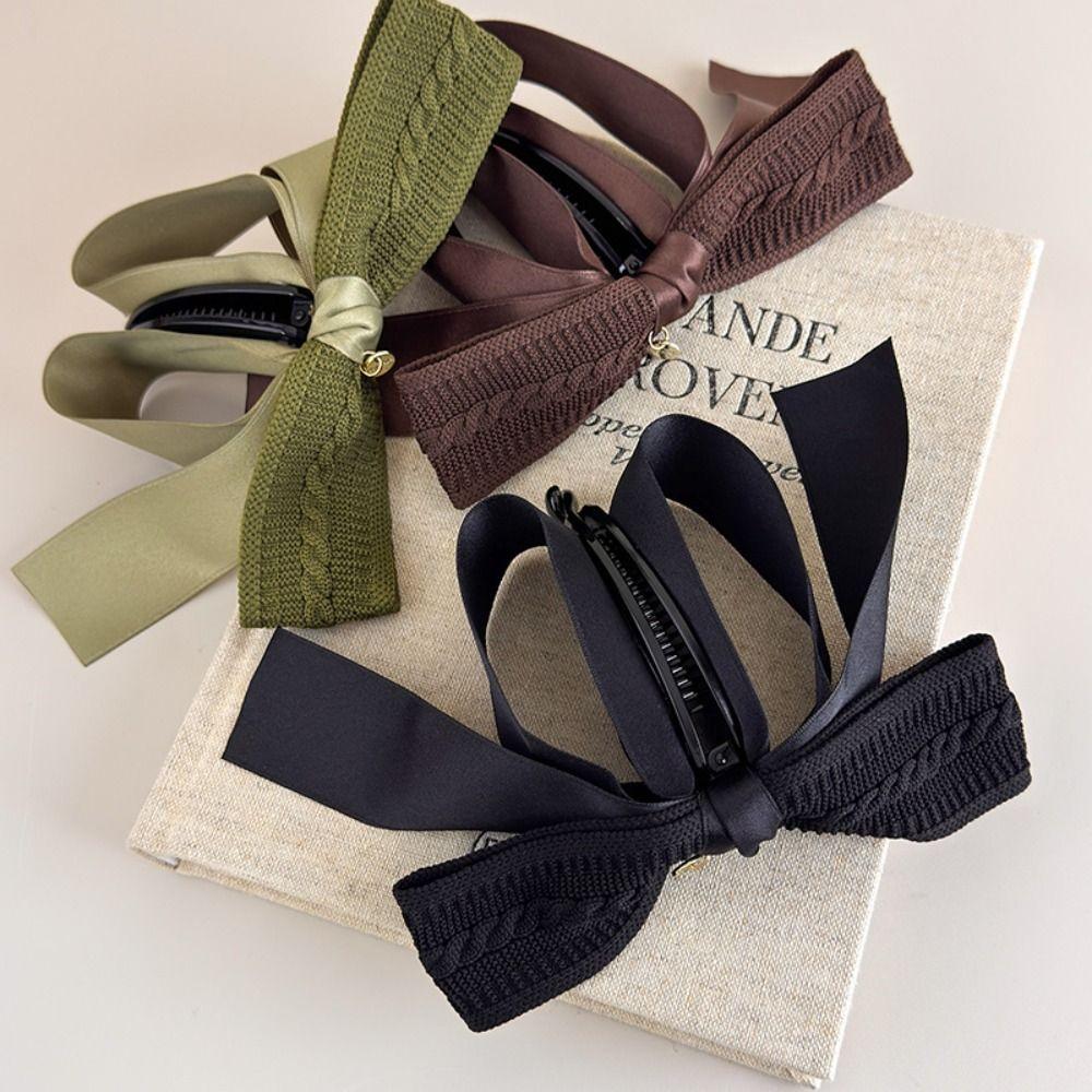 Large Size Bowknot Ribbon Hair Clip Fabric Hairpin Creative Vertical Clip  Female