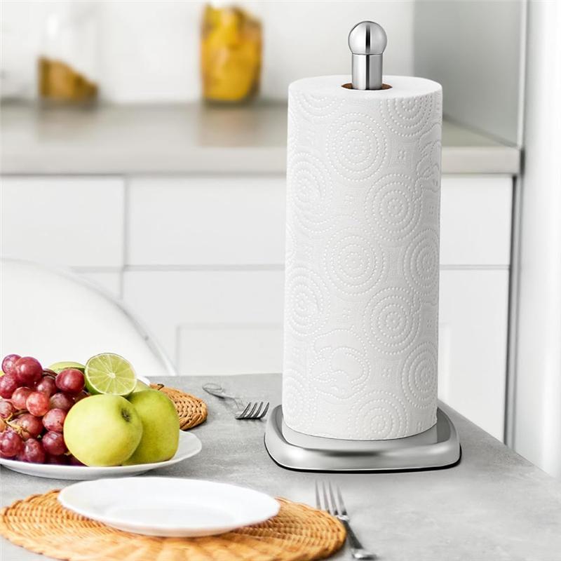A20F-Paper Towel Holder For Countertop, Standing Kitchen Roll Holder With Suction Cups, Non-Slip Paper Towel Stand