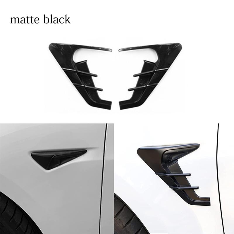 

2pcs Car Side Wing Panel Cover Spoiler Dust Cover Camera Flanks For Tesla Model 3 Y -23 Decoration Modification матовий чорний колір