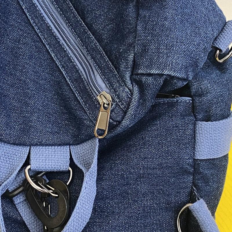 Denim Backpack Women's Casual Mini Backpack with Front Zip Pocket Adjustable Shoulder Straps Fashion School Bag