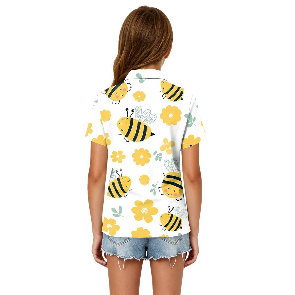 Girls' Polka Dot Print School Uniform T-Shirt for Casual and Formal Wear