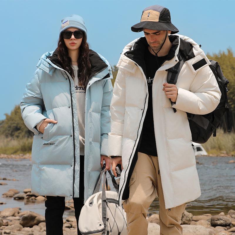 Stylish Mid-length Winter Down Jacket: Warm, Slimming Coat for Couples