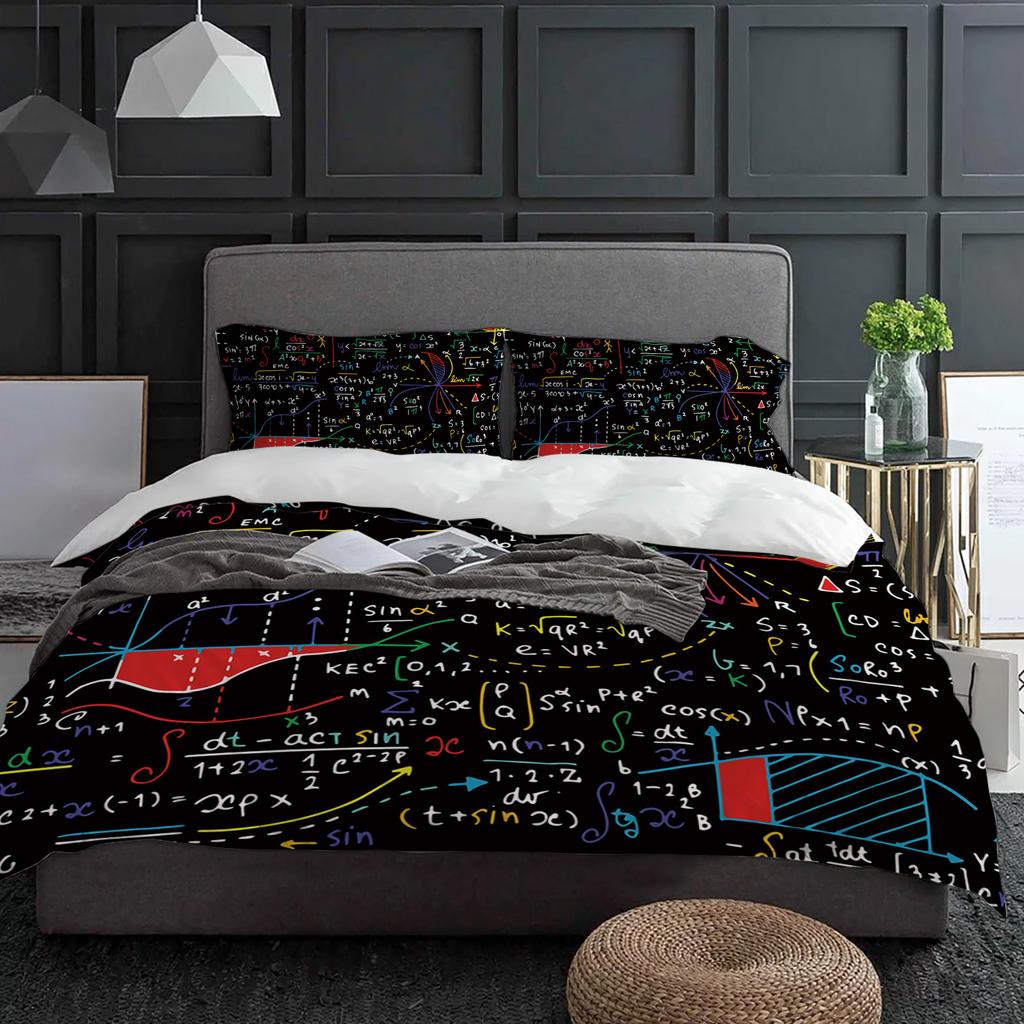 Mathematics Formula Chart Duvet Cover With Pillow Case Custom 3pcs Bedding Set Quilt Cover Double Bed Home Textile