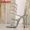 Fashion Fashion Ankle Wrap Women Super High Heels Pumps Shoes Luxury Rhinestones Bling Ladies Heels Shoes Female Slides Sandals
