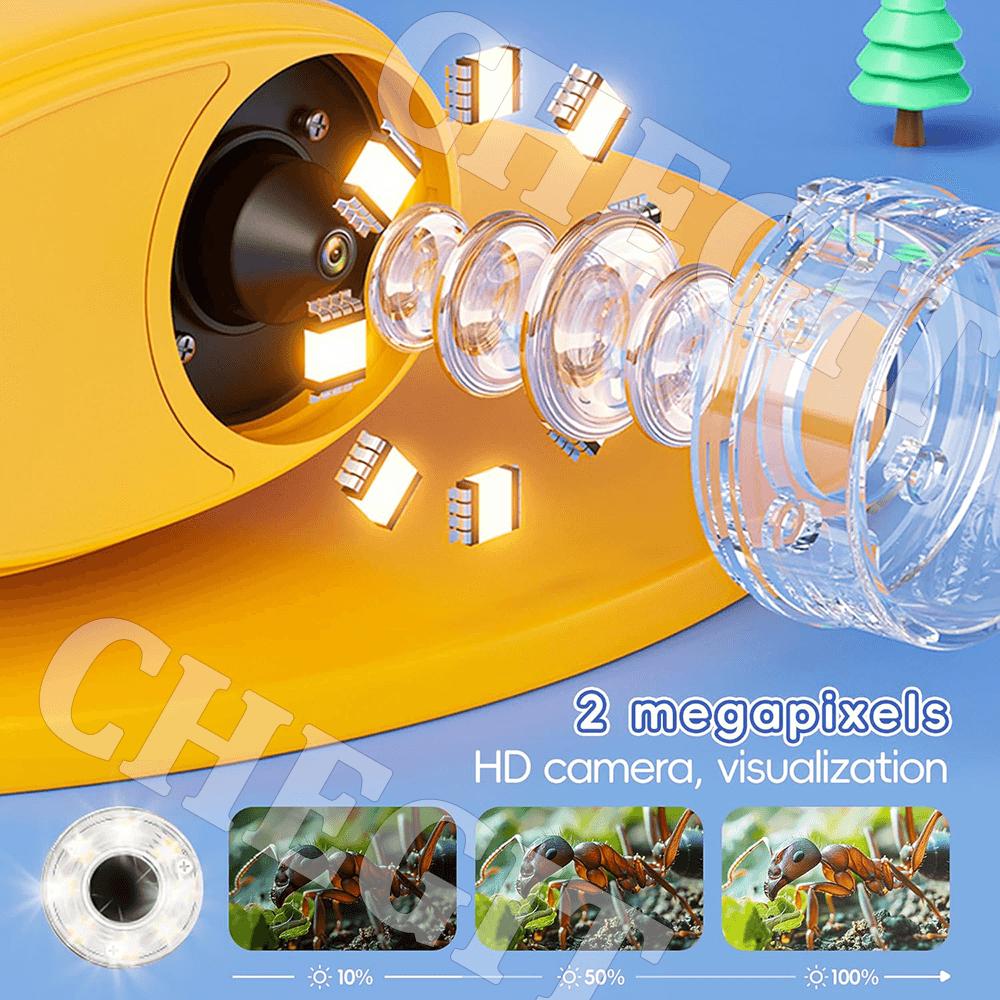 2.0  Screen 1000X Handheld Microscope for Kids Rechargeable Mini Pocket Digital Microscopes Portable Edu Gift Children Students rosa