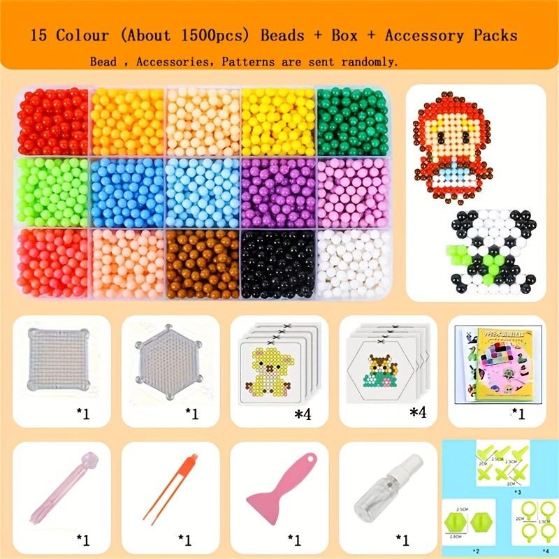 1PACK 1500 Magic Bead String Decoration Set, Water Mist Effect Beads Handmade Kit, Create a Variety of Patterns and Models