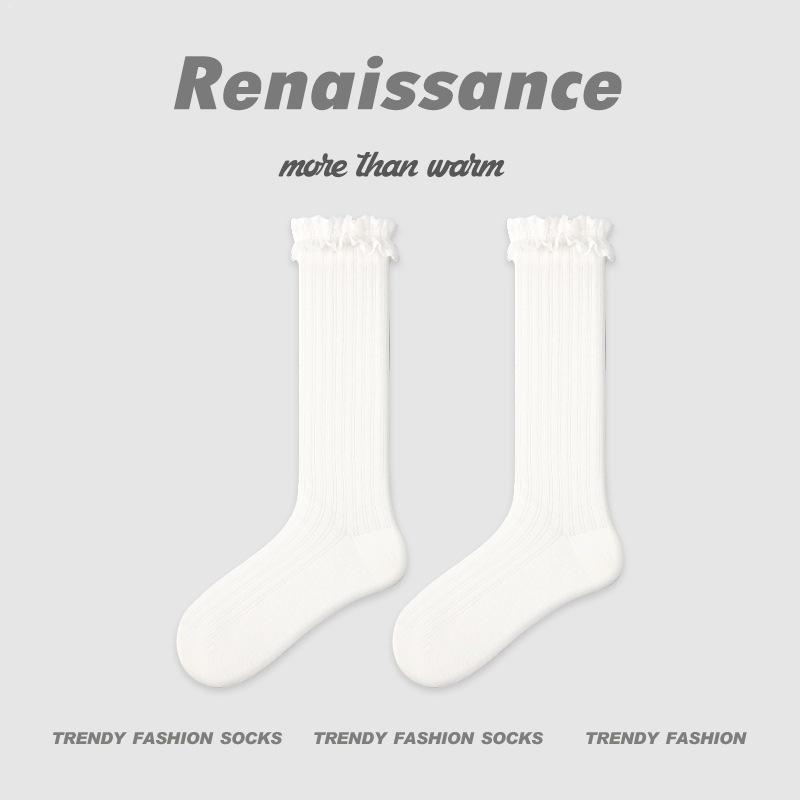 Renaissance Miu Series Women's Black & White Polka Dot Princess Socks - Spring/Summer Thin Style