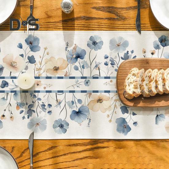 Table Runner Christmas Floral Printing Machine Washable Home Party Decoration Table Runner Protects Table from Heat Scratches Spills Tablecloth