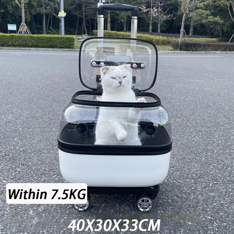 Double Layer Outdoor Cat Trolley Bag Wheels Carrier Transparent Cats Strollers 2 Cats Cheap Breathable Pet Supplies Portable