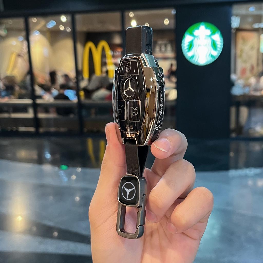 PZQ2 Car Key Bag Case Cover For Mercedes Benz 2023 2024 Glc300L Glc260L C260L C20 C Class Car Key Cover Suede Shell Protector Styling