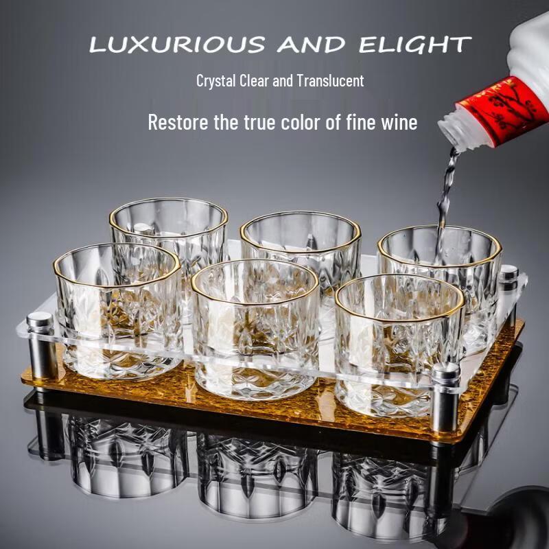 Premium Gold-Rimmed Crystal Baijiu Glass Set