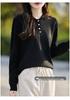 Women's French-Style Lace Fine-Knit Wool Hooded Sweater
