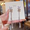 Koreanische Socialite Leichter Luxus Quastenohrringe – Herbst/Winter Silber Stecker für Damen