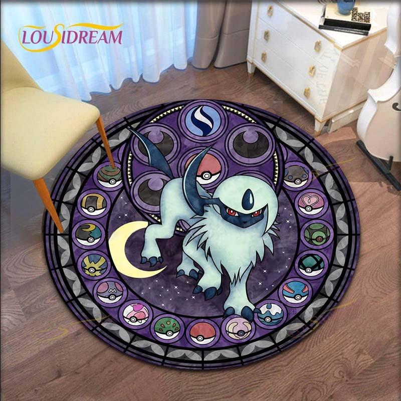 Cartoon Pokemon Runder Teppich für Wohnzimmer Teppich Bodenteppich Badematte Schlafzimmerteppich für Kinderzimmer Fußmatte