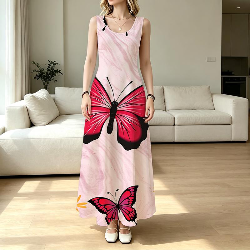 Women's Summer Sleeveless Beach Long Dress Loose Fit,Soft Fabric,Fresh Style,Trendy Versatile,For Daily Casual,Outdoor,Holiday Outfits