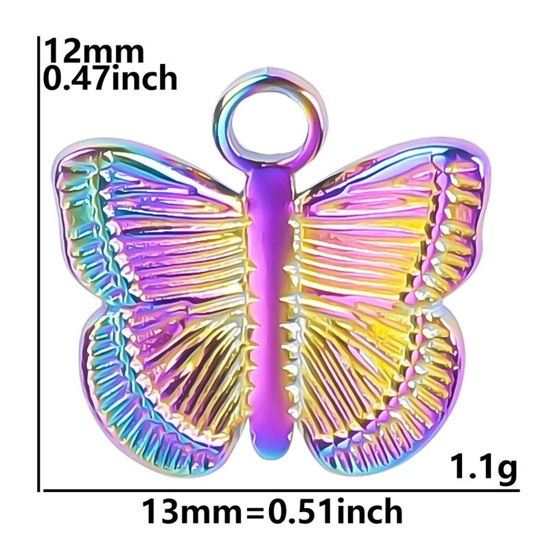 Fashion Rainbow Color Stainless Steel Butterfly Charms For Jewelry Making Supplies Animal Pendant Charm Bee Wolf Insect Findings