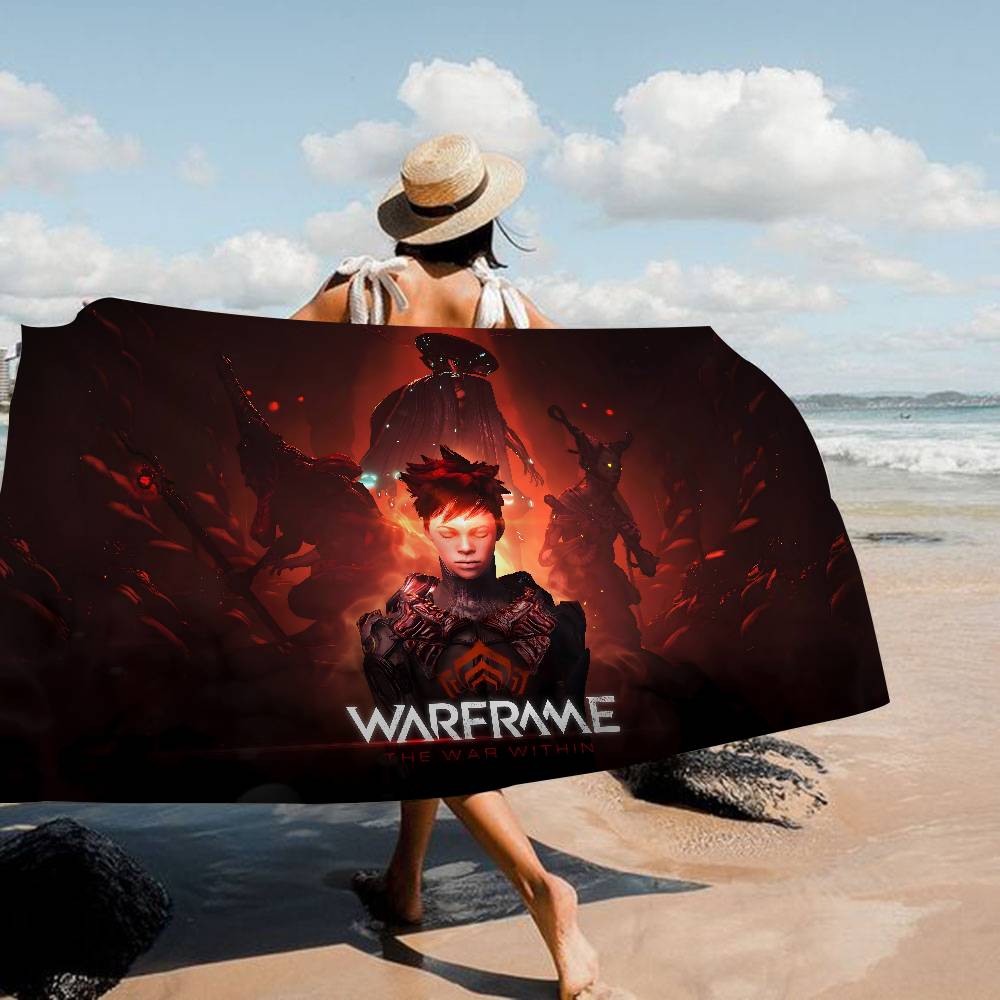 Warframes Gamer Anime Beach Swimming Towel Soft Absorbent Washcloth Children's Gifts For Kids Travel Camping Gym