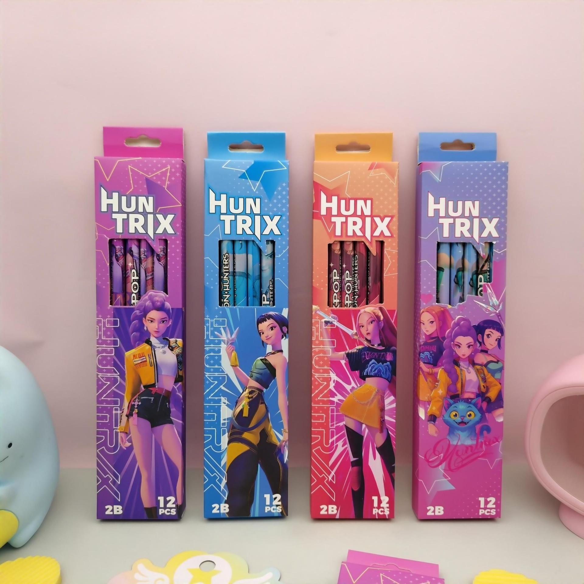 12-Piece Purple Unicorn Pencil Set with Sharpener & Eraser HB