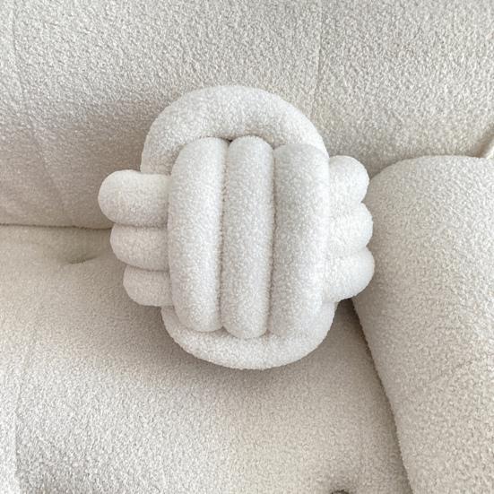 Pillow Manual Braided Knot Round Ball Shape Sherpa Elastic Sleeping Companion Sofa Couch Decoration Throw Pillow Photography Cushion