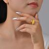 Vnox Simple Smooth Gold Finger Rings For Lovers Stainless Steel Irregular Statement Jewelry Ring For Women Men Wedding Gifts