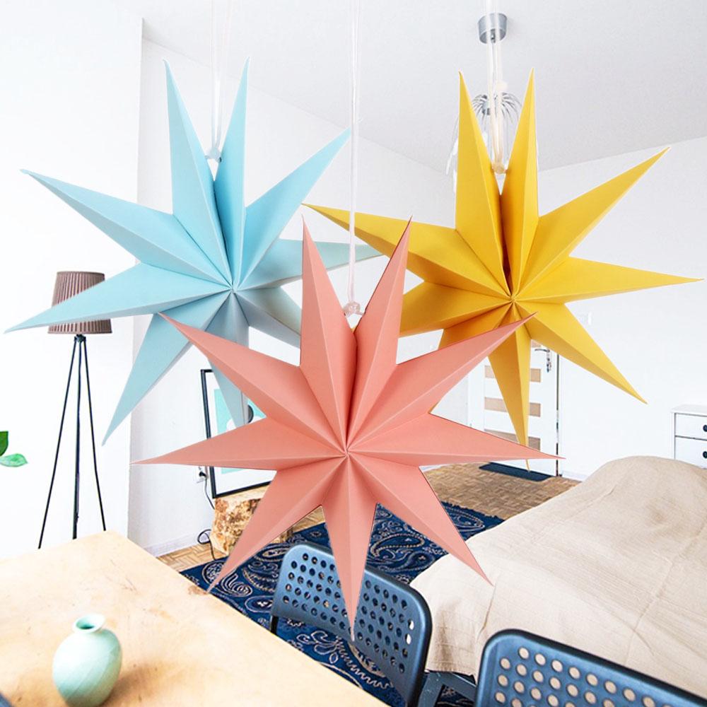 Reuseable Photographic Props Hanging Ornaments Hanging Paper Stars Party Decor Paper Flower Crafts
