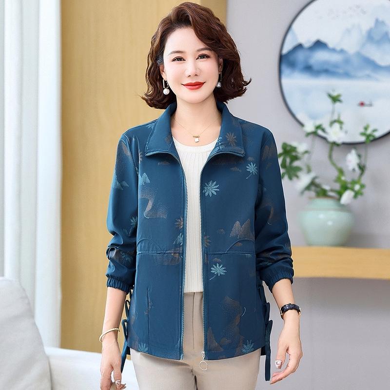 2026 Spring Lapel Zipper Jacket for Middle-aged and Elderly Women - Loose, Stylish, Elegant Top