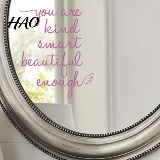 Removable Glass Decor for Home Inspirational Quote Decals Mirror, Motivational Saying Affirmation Stickers, Waterproof Transparent PVC Mirror