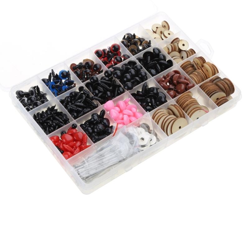 Doll Eyeballs Noses and Rotatable Wooden Joints Half Round Plastic Eyes for DIY Doll Bear Crafts Halloween 748pc