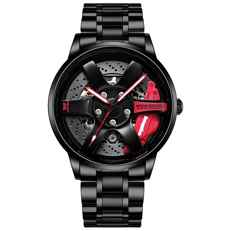 

SVJ Genuine TE37 Wheel Hub Watch Трехмерный полый вращающийся стол Стол для модификации автомобиля Водонепроницаемые светящиеся механические мужские часы
