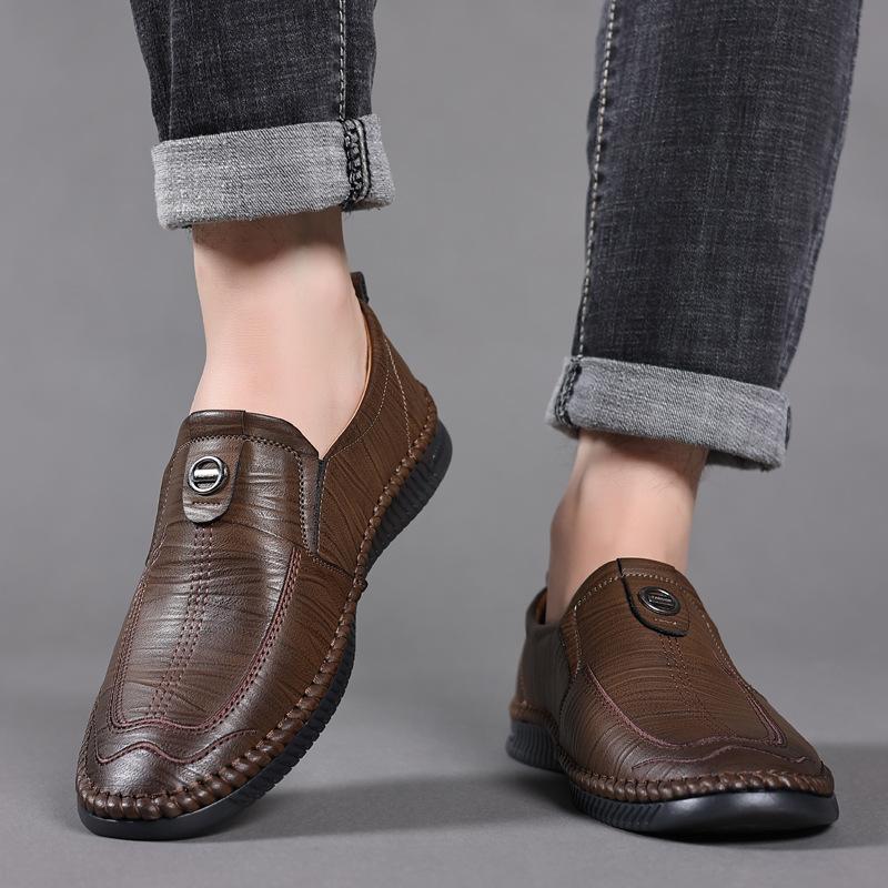 2025 Spring New Men's Shoes Soft Leather Men's Casual Leather Shoes One-pedal Shoes Driving Shoes 2025 Direct Sales
