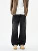 Xintang Men's Autumn Loose Fit Wide Leg Washed Black Cotton Jeans