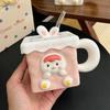 Cute Rabbit Ceramic Mug With Lid Pink Cute Water Cup Girl Heart Household Milk Straw Cup Souvenir