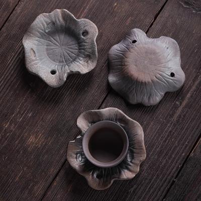 Lotus Leaf Ceramic Coaster Set Handmade Stoneware Coaster for Tea Cup Zen Style Mat for Home Office DeskTea Accessories