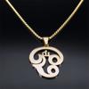 Indien Tamil Om Symbol Halskette für Damen Herren Edelstahl Goldfarbe Buddhistisches Om Shiva Yoga Anhänger Halsketten Schmuck N8089S01