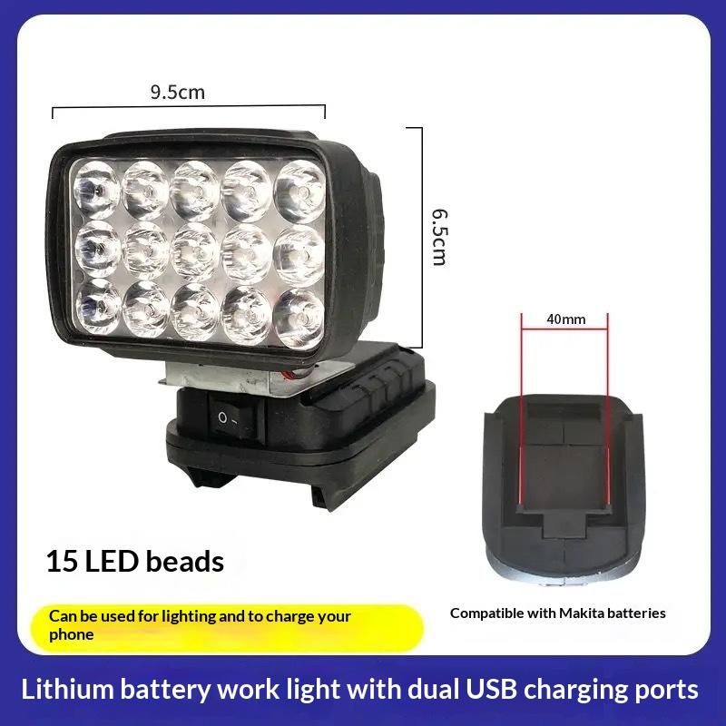 1Pcs 3/4/5/8 Inch Portable Led Spotlight Cordless Handheld Light Compatible With For 18 V 20V Battery For Outdoor Work Fishing