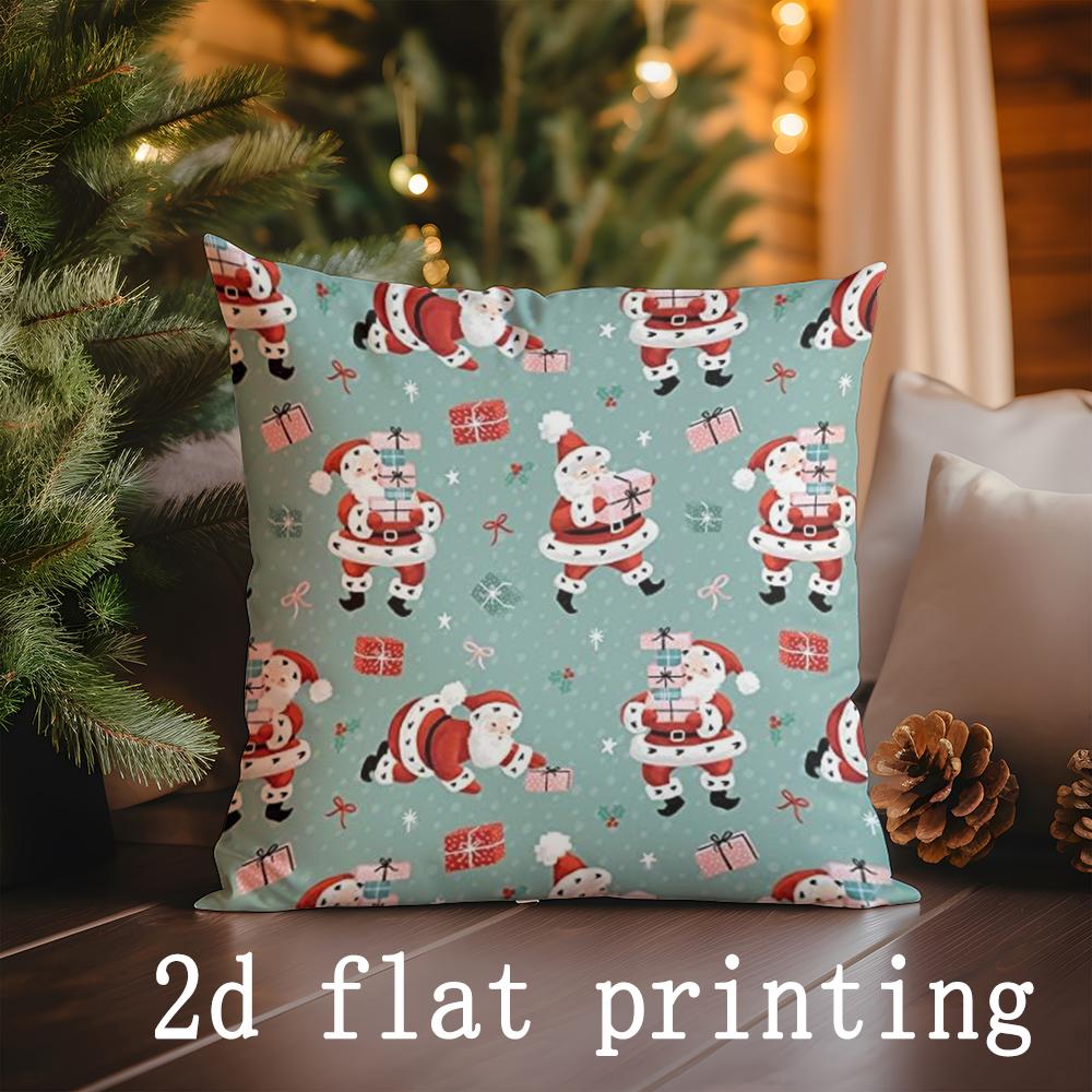 Home Decor Santa Claus Pattern Christmas Cushion Suitable For Sofa Bedroom Car Pillow Cover Cushion Rectangular Back Cushion