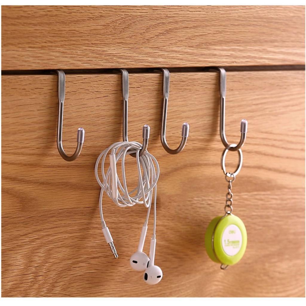 Home Multifunctional Stainless Steel Double S-shaped Double Hook Wall Hanging Bathroom Kitchen Door Towel Storage Rack