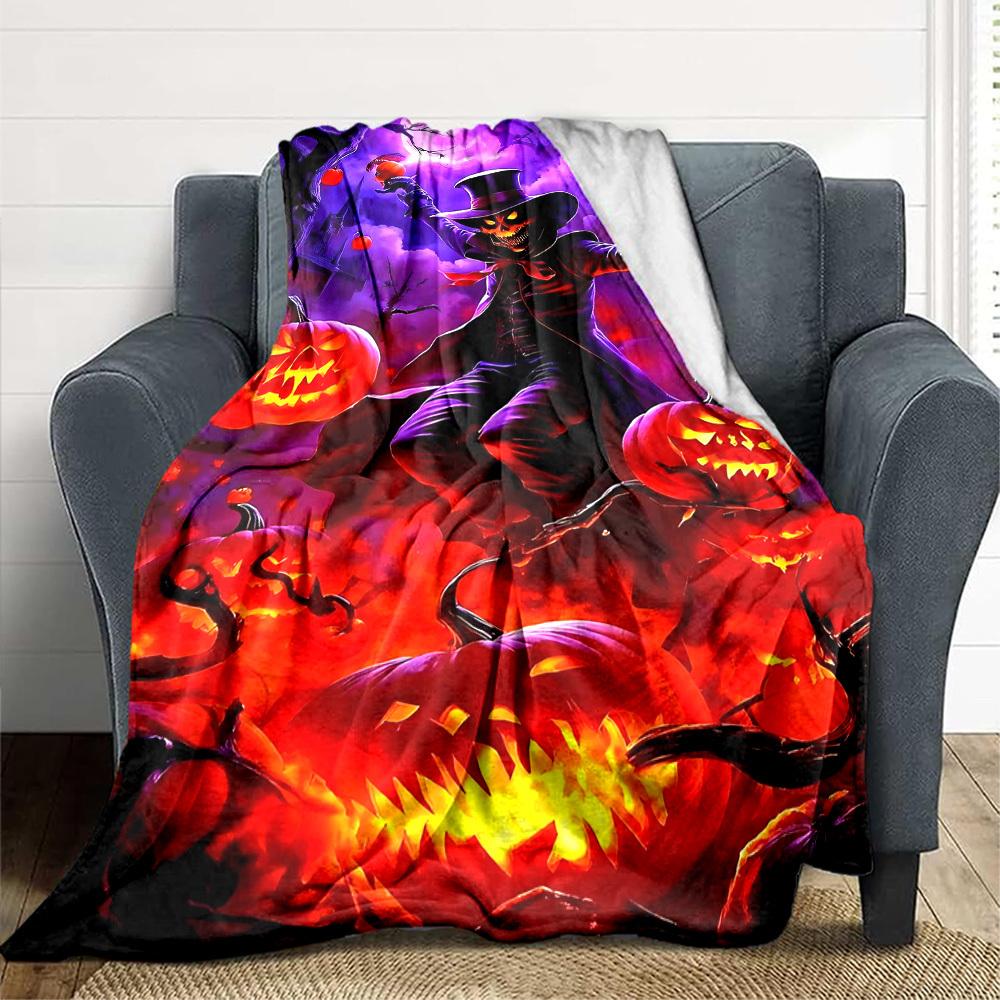 1 Stück Halloween Kürbis Laternen Decke, Überwurf für Sofa, Bett, Reisen, Camping, Wohnzimmer und Bett, Bedruckte Decke Mit Weichem Und Warmem Stoff yy250918