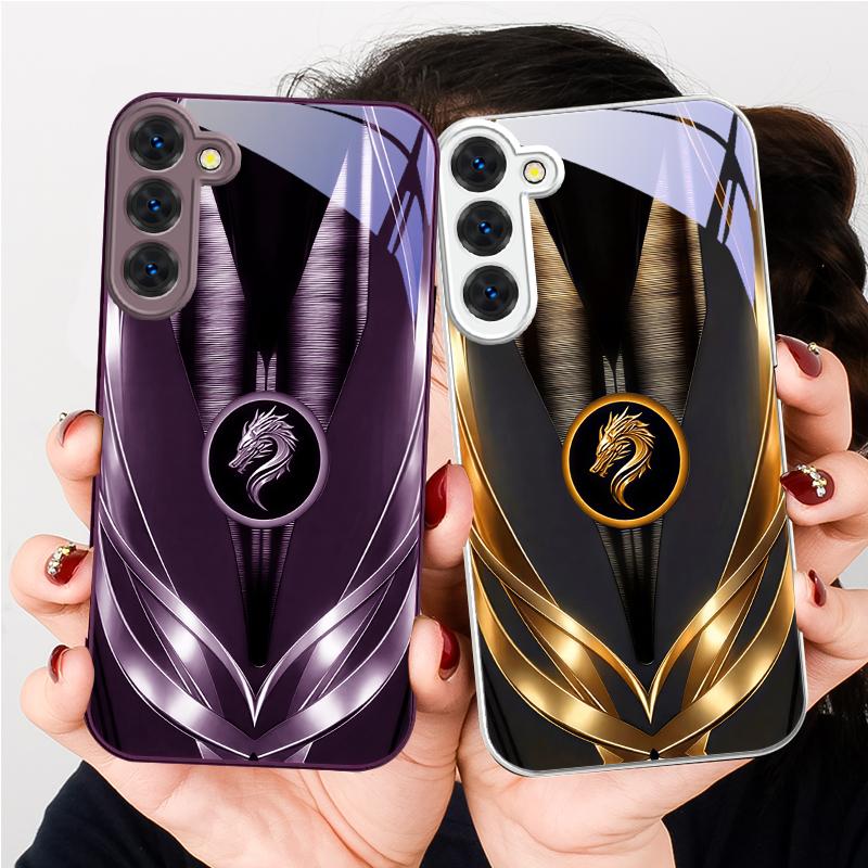 Golden dragon pattern gray For Samsung S26 S22 S8 9 10 S20 Ultra S21 Pro S22 Plus S23 FE S24Ultra S25 Edge S24+ Glass Phone Case